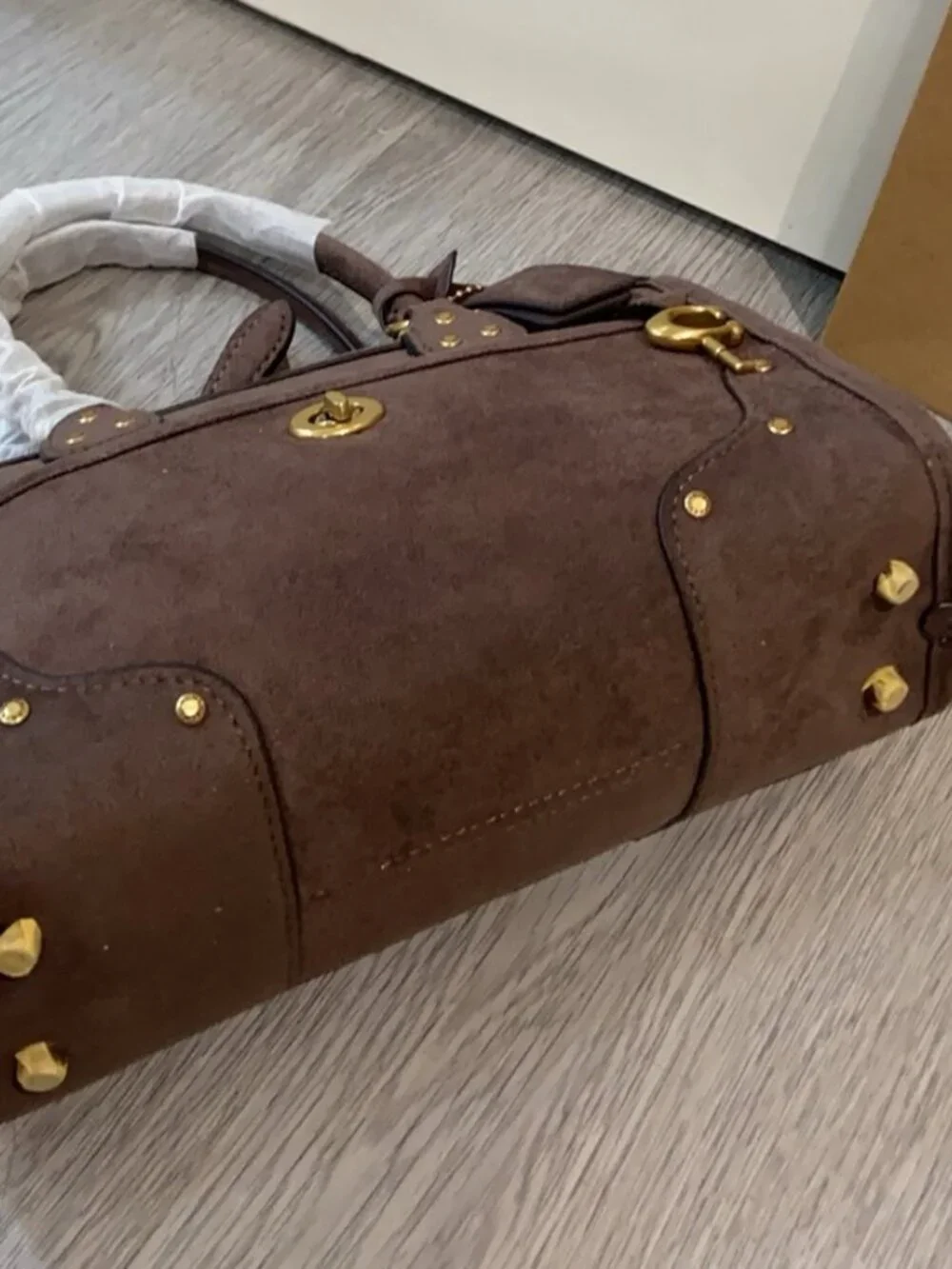 Coach Rhyder satchel In Brown Suede